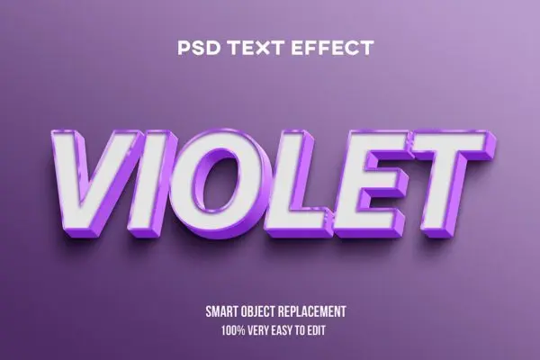 紫色金属反光3D立体文本样式 Violet text effect