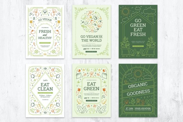 素食蔬果食品传单模板下载 Ornate Vegan Card Flyer