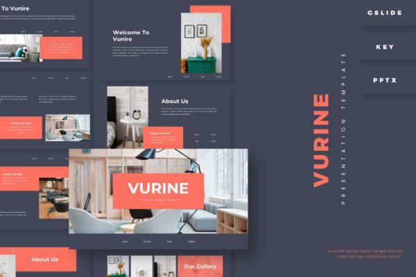 家具品牌PPT/Keynote/谷歌幻灯片三合一模板 Vurine – Presentation Template