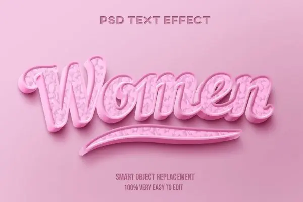 可爱女性粉色元素3D文本图层样式 Women pink text effect