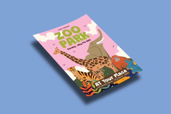 动物园派对宣传单设计 Zoo – Flyers Template