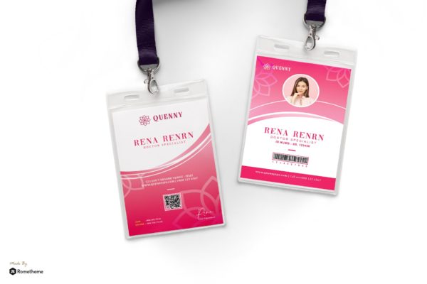美容SPA会所/美容化妆品企业工牌胸牌设计模板 Quenny – Spa and Beauty Id Card HR