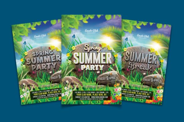 春夏派对宣传单PSD素材 Spring Summer Party Flyer