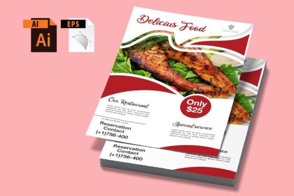 美食食品广告海报传单设计模板v19 Food Flyer vol 19