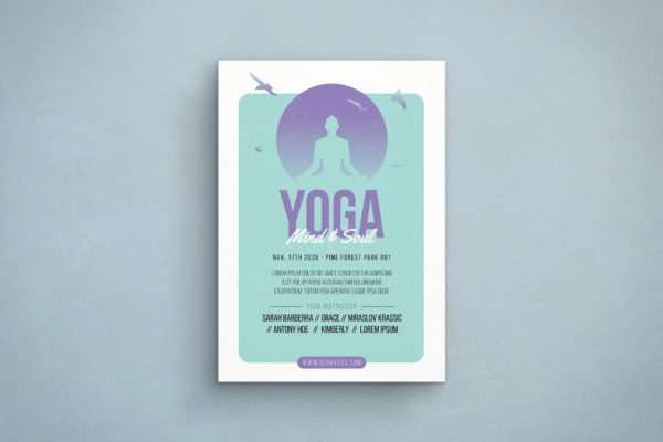 瑜伽课程宣传单素材 Yoga Flyer