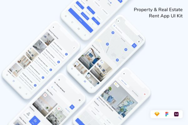 物业&房地产App UI界面设计套件 Property & Real Estate Rent App UI Kit