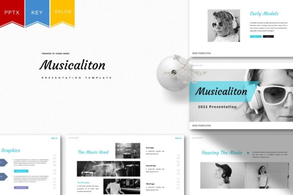 音乐艺术文化PPT/Keynote/谷歌幻灯片三合一模板 Musicaliton | Powerpoint, Keynote, Google Slides