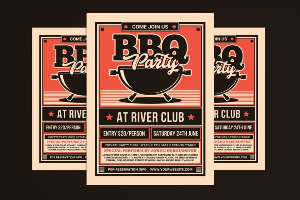 烧烤派对宣传单PSD素材 BBQ Party Flyer