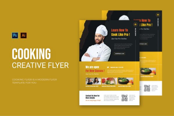 烹饪课程培训海报模板 Cooking Classes – Flyer