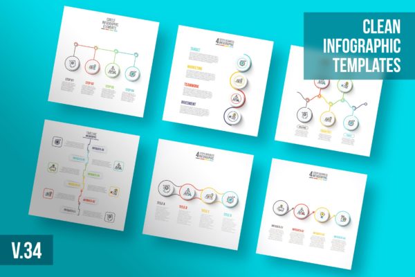 数据可视化演示信息图表模板合集v34 Infographics template set v.34