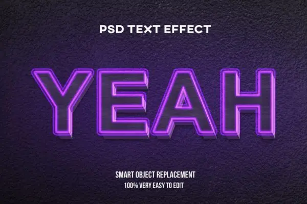 炫酷粉紫色3D效果文字图层样式 Pink purple glow text effect