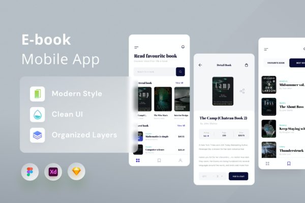 在线阅读APP手机页面UI/UX套件 E-book Mobile Design