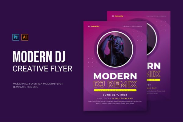 现代DJ派对活动宣传单模板 Modern DJ – Flyer