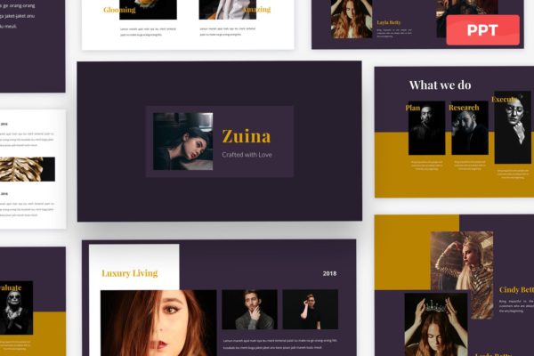 豪华风格时尚高端PPT幻灯片模板 Zuina – Elegant Powerpoint Presentation Template