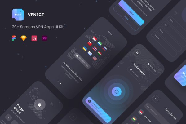 VPN应用程序用户界面设计套件 VPNECT – VPN Apps UI Kit