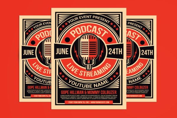 脱口秀播客宣传单模板下载 Talk Show Podcast Flyer Template