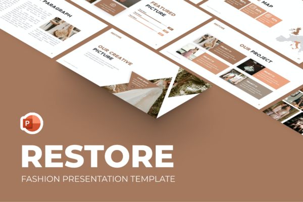 时尚推广PowerPoint演示模板 Restore Fashion Powerpoint Template