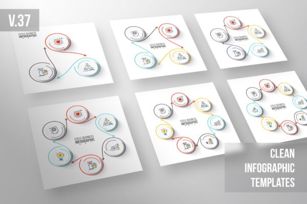数据可视化演示信息图表模板合集v37 Infographics template set v.37