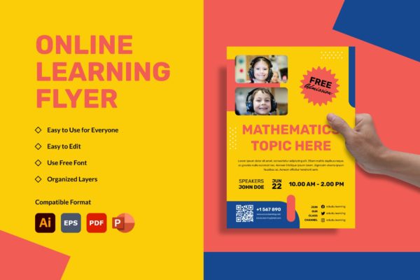 在线教育宣传单设计模板 EDUDU – Online Learning Flyer
