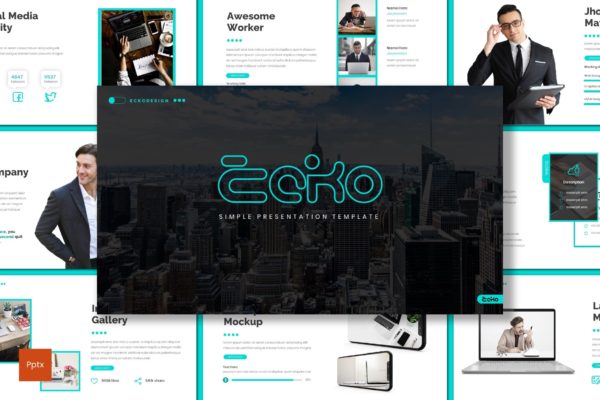 简约简单PPT幻灯片模板 Ecko – Simple Powerpoint Template