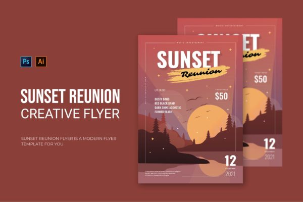 日出文化音乐派对活动传单素材 Sunset Reunion – Flyer