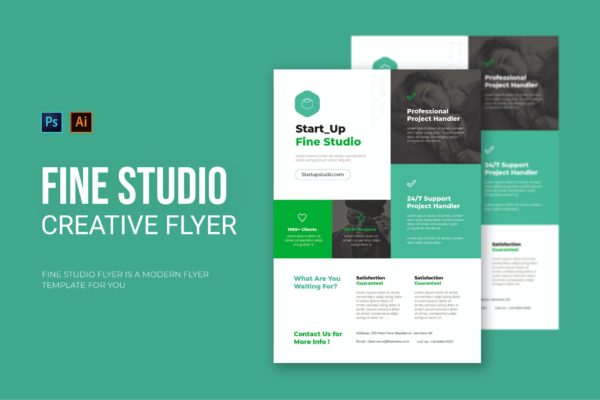 优秀工作室公司海报设计模板 Fine Studio Start Up – Flyer