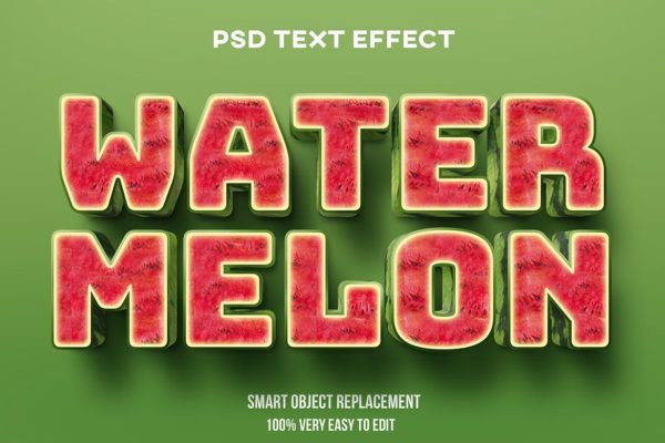 夏日西瓜纹理3D文本图层样式 Watermelon text effect