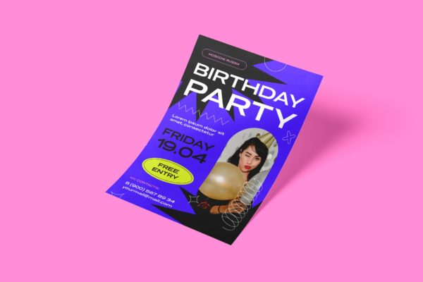 生日派对聚会海报设计模板 Birthday Party Flyer