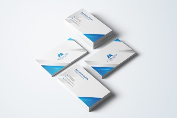 简约蓝白配色企业名片模板v75 Business Card Template.v75