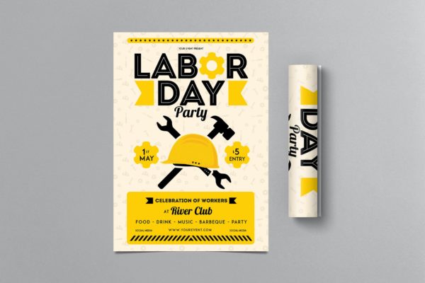 劳动节派对传单海报设计模板v2 Labor Day Party Flyer