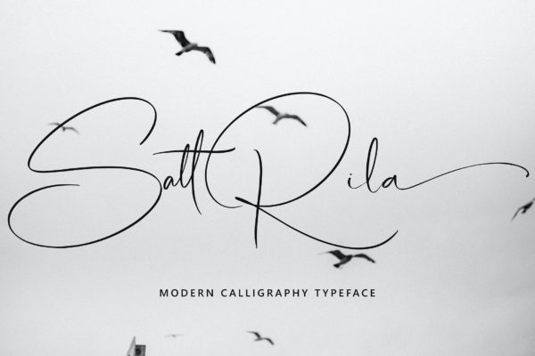 经典手写英文细线条字体 Sattrila