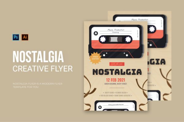 怀旧之夜音乐活动传单模板下载 Nostalgia Night – Flyer