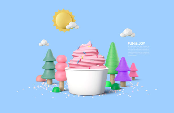 冰淇淋雪糕3D树元素海报设计韩国素材[psd]