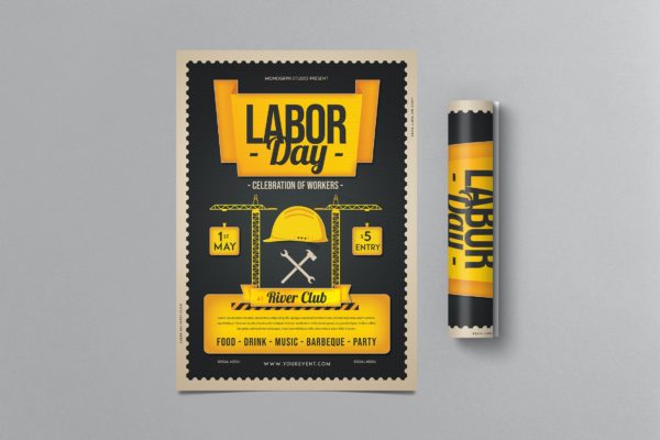 劳动节派对传单海报设计模板v1 Labor Day Party Flyer