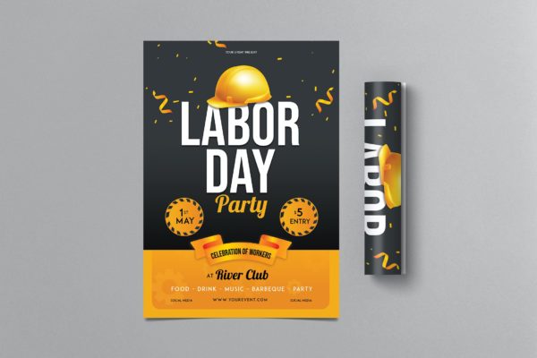 劳动节派对传单海报设计模板v3 Labor Day Party Flyer