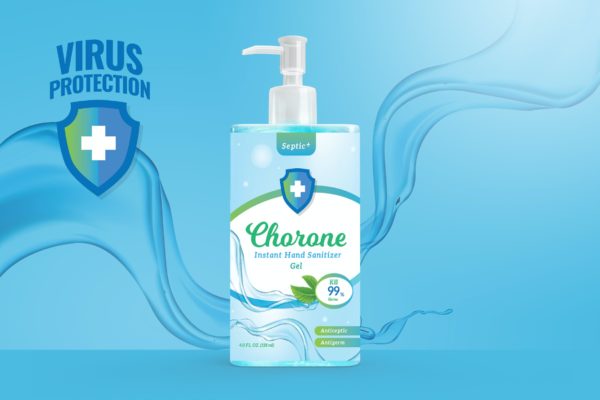 洗手液/消毒酒精凝胶包装标签外观设计模板 Hand Sanitize Alcohol Gel Label