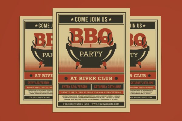 BBQ烧烤派对传单PSD素材 BBQ Party Flyer
