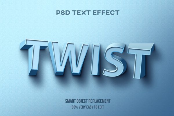 天蓝色空间倾斜感文本图层样式下载 Twist text effect