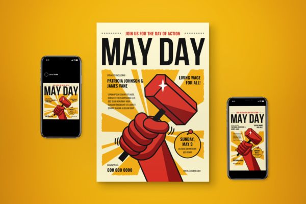 劳动节海报传单设计模板合集 May Day Flyer Set