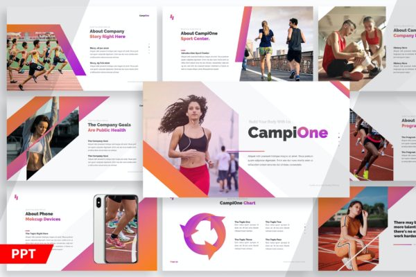 健身跑步运动推广PPT模板下载 CampiOne Sport Center – Powerpoint