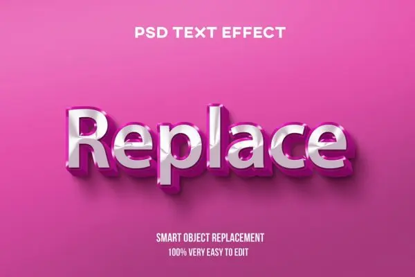 粉色金属反光文字特效图层样式 Pink silver glossy text effect