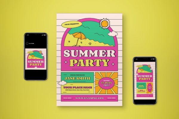 夏日派对海报传单设计模板合集 Summer Party Flyer Set