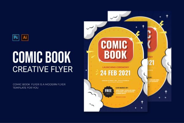 漫画书风格传单素材 Comic Book – Flyer