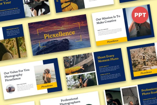 摄影与作品集PPT模板 Picxellence – Photography & Portfolio Powerpoint