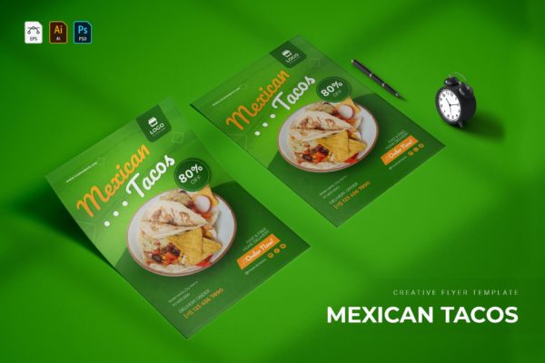 墨西哥玉米饼海报模板下载 Mexican Tacos | Flyer
