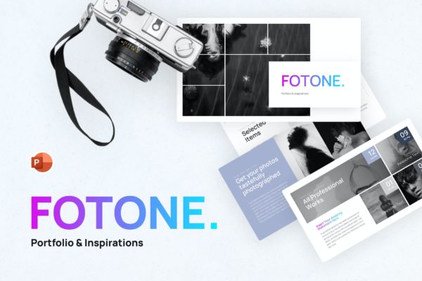 摄影照片作品集PPT幻灯片设计模板 Fotone Portofolio Powerpoint Template