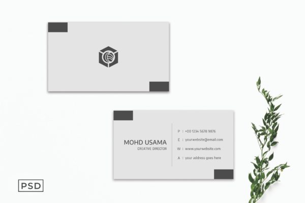 灰色创意简约名片模板 Grey Creative Minimalist Business Card Template