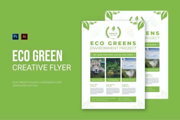 绿色生态环保传单模板 Eco Green – Flyer