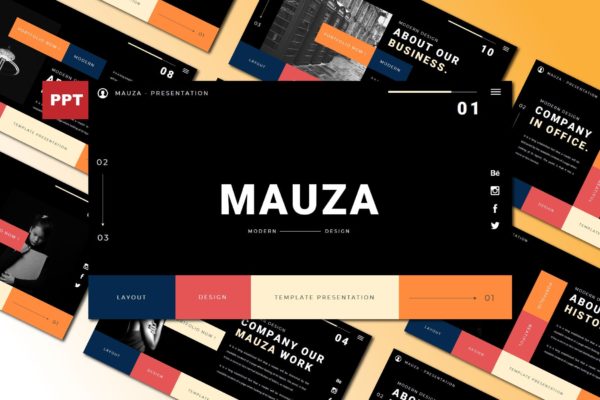 服装公司/企业介绍PowerPoint演示模板 MAUZA Powerpoint Template