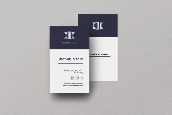专业律师事务所名片模板 Vertical Business Card Lawyer